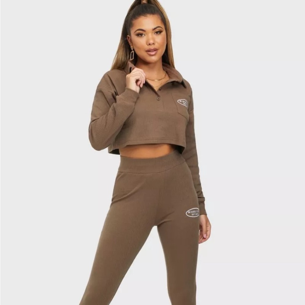 MISSGUIDED Oversized Ribbed Collared Crop Top XL